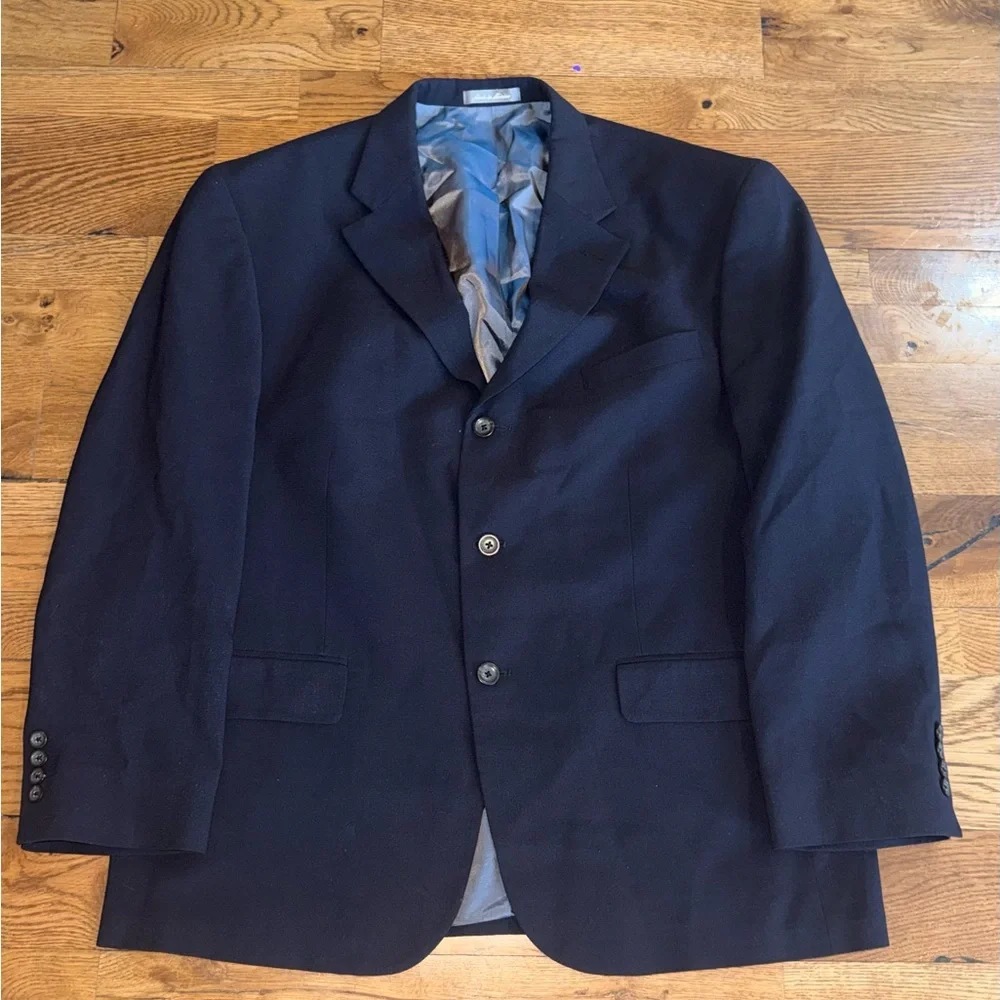 Oscar de la Renta. Wool Suit Jacket. Black. Size 44 Short.